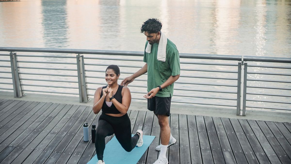 person doing reverse lunge